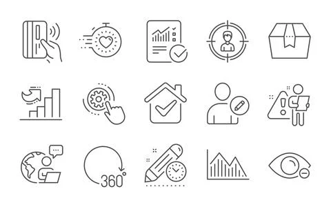 Timer, Checked calculation and Contactless payment icons set. Vector Stock Illustration