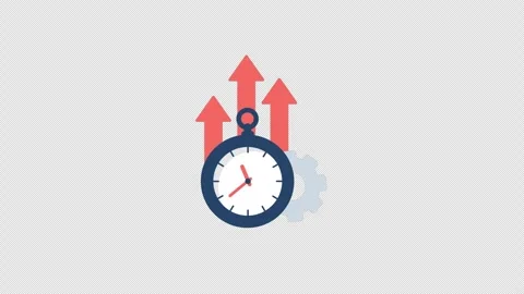 Timer Clock with Arrow. Productivity Concept Animation Video - Transparent Stock Footage 306563828