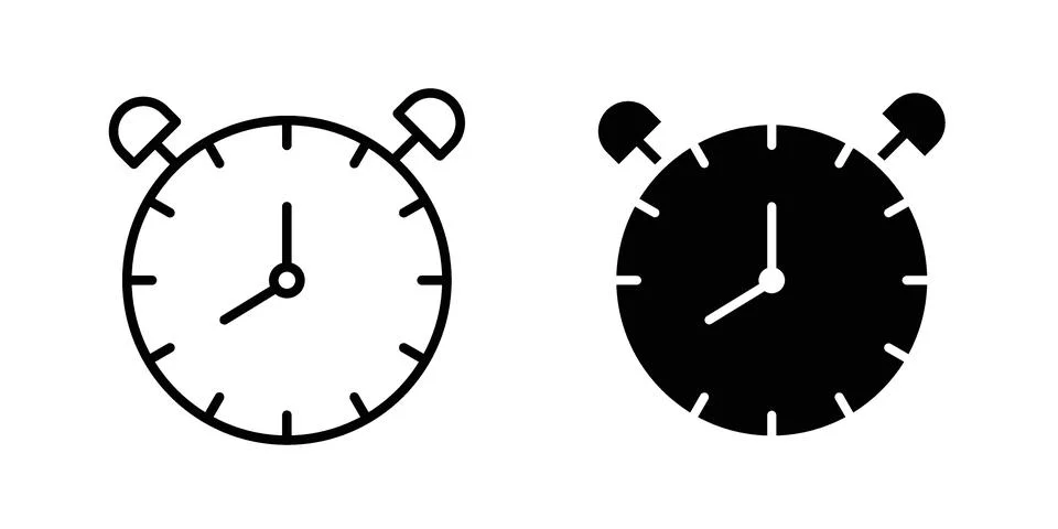 Timer clock icon drawing lines. Silhouette style vector bundle Stock Illustration