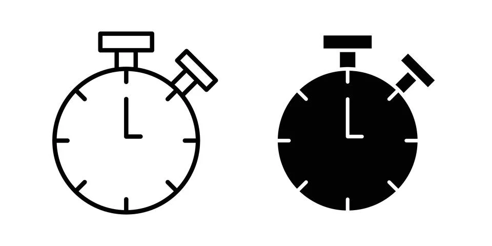 Timer clock icon vector, symbol, logo illustrations Stock Illustration