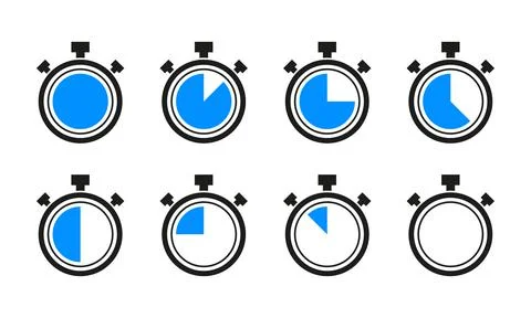 Timer clock stopwatch collection izolated on white background. Vector illustr 스톡 일러스트
