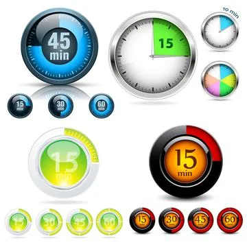 Timer Clock Stopwatch Countdown Vector Icon Set イラスト素材