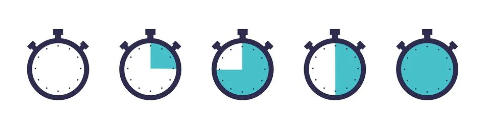 Timer, clock, stopwatch isolated set icons. Label cooking time. Stock Illustration