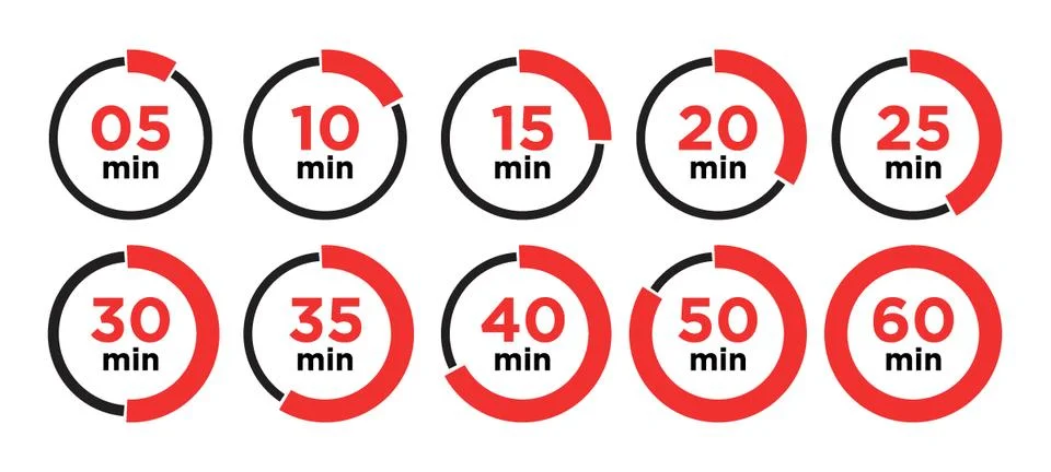 Timer, clock, stopwatch isolated set icons. Label cooking time. Stockillustratie