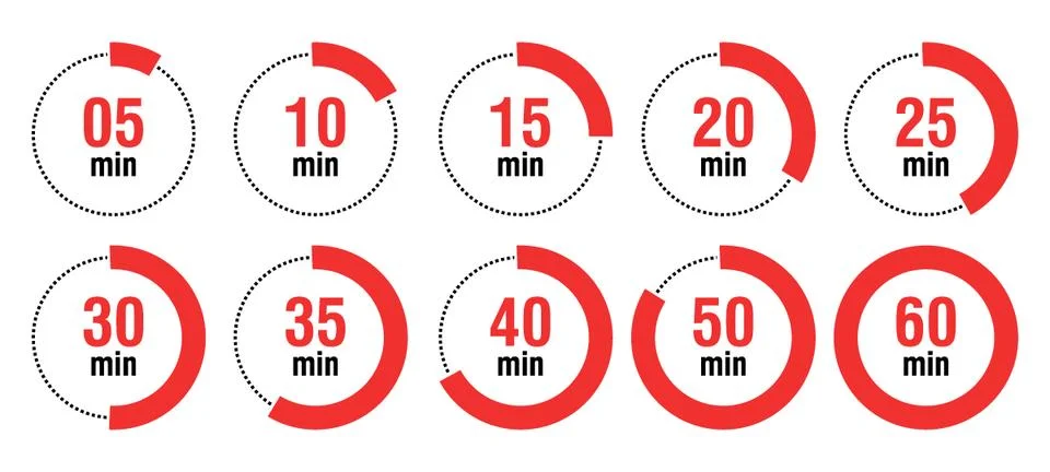 Timer, clock, stopwatch isolated set icons. Countdown timer symbol icon set. 스톡 일러스트