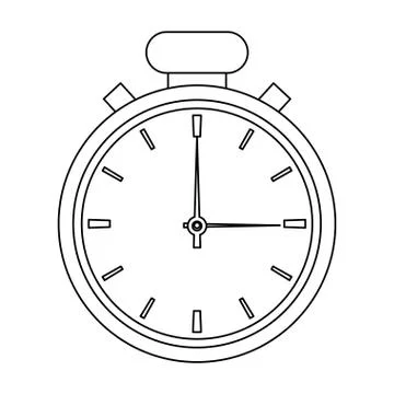Timer clock symbol black and white Illustrazione stock