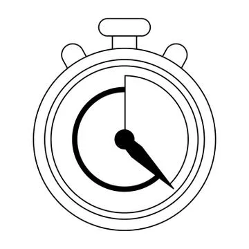 Timer clock symbol isolated black and white Stock Illustration