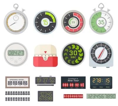 Timer clocks vector set. Stock Illustration