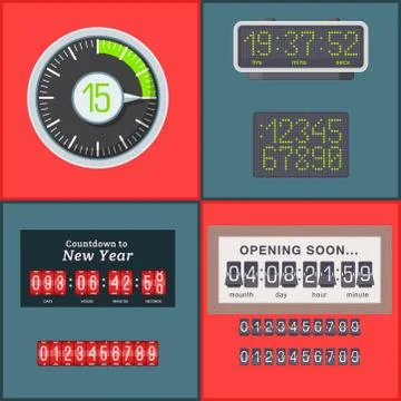 Timer clocks vector watch stopwatch countdown symbol hour illustration time sign Stock Illustration