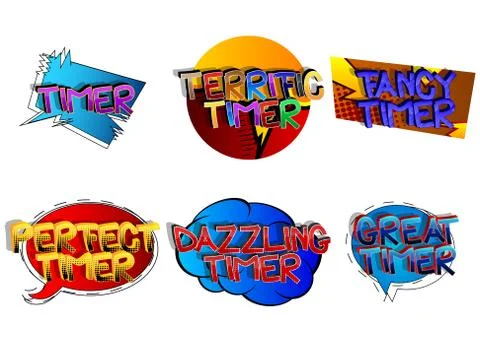 Timer Comic book style cartoon words on abstract comics background. 스톡 일러스트