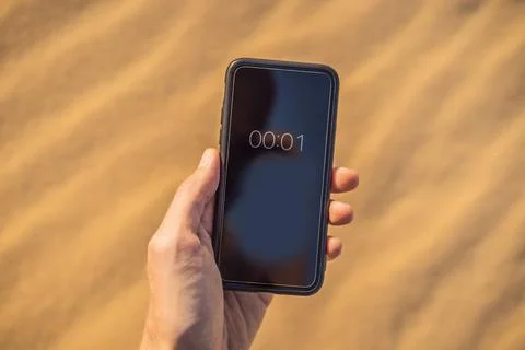 A timer with a countdown to climate change. Desert timer. Global warming concept 写真素材