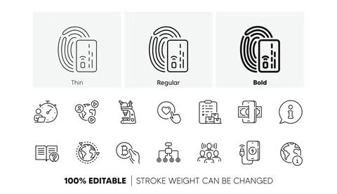 Timer, Delivery report and Outsourcing line icons. For web app, printing. Line Stock Illustration