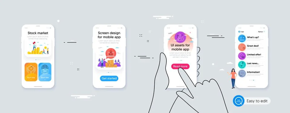 Timer, Difficult stress and Talk bubble minimal line icons. For web application Stock Illustration
