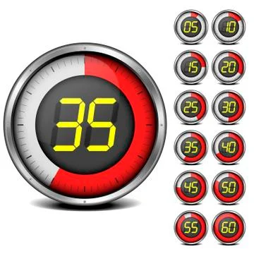 Timer digital set Stock Illustration