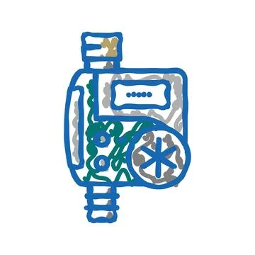 Timer drip water irrigation icon doodle illustration Stock Illustration