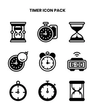 Timer DuoTone Collection Icons Pack Stock Illustration