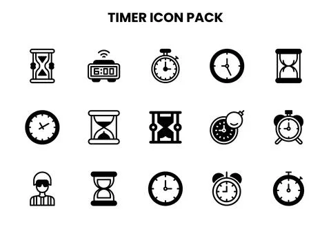 Timer DuoTone Scalable Icons Pack 스톡 일러스트