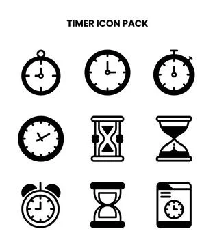 Timer DuoTone Vector Icons Pack Stock Illustration