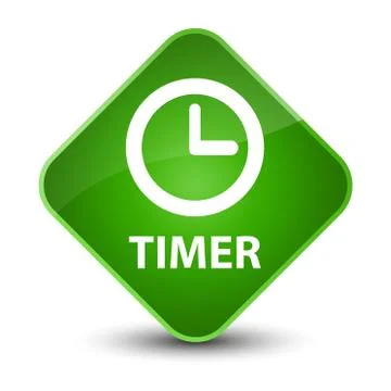 Timer elegant green diamond button Illustrazione stock