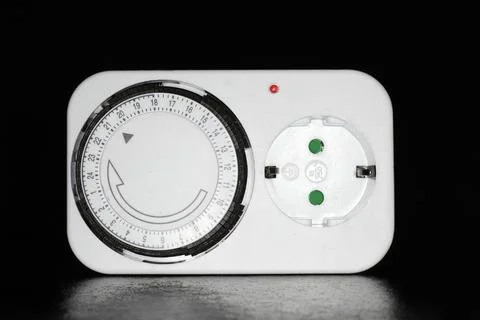 Timer with EU socket for power studio photography with black background 스톡 사진