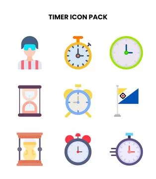 Timer Flat Collection Icons Pack Stock Illustration