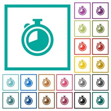 Timer flat color icons with quadrant frames Illustrazione stock