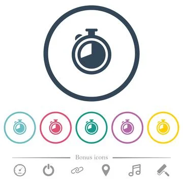 Timer flat color icons in round outlines Stock Illustration
