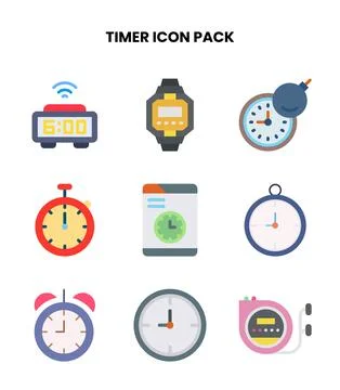 Timer Flat Graphics Icons Pack Stock Illustration