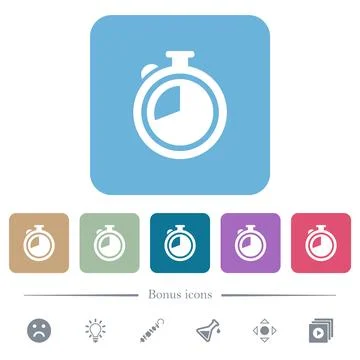 Timer flat icons on color rounded square backgrounds 스톡 일러스트
