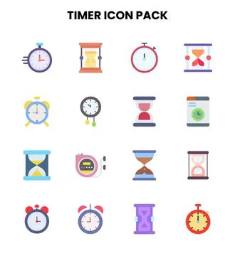Timer Flat Set Icons Pack Stockillustratie