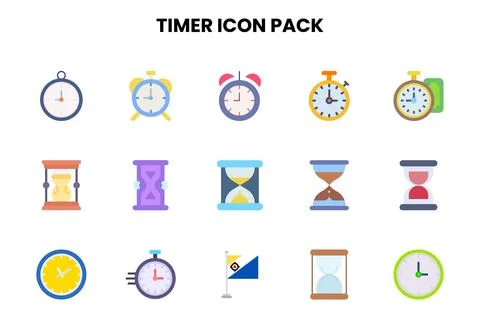 Timer Flat SVG Icons Pack イラスト素材