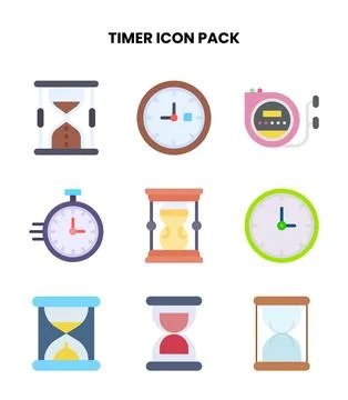 Timer Flat UI Icons Pack 스톡 일러스트