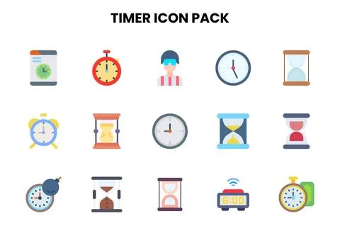 Timer Flat UI Icons Pack Stock Illustration