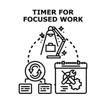 Timer for focused work concept illustration Stock Illustration