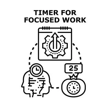 Timer for focused work concept for time management Stock Illustration
