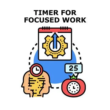 Timer for focused work concept for time management Stock Illustration