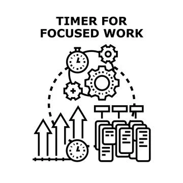 Timer for focused work planning productivity concept Stock Illustration