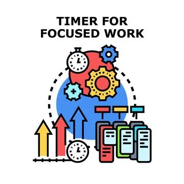 Timer for focused work planning productivity concept Ilustración de archivo