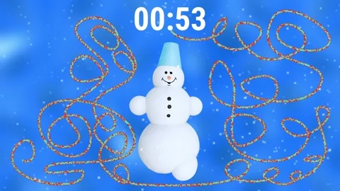 Timer with Funny Winter Snowman 60 to 0 with Fuse Countdown 60 Seconds Video stock 342777595