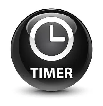 Timer glassy black round button Stock Illustration
