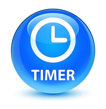 Timer glassy cyan blue round button Stock Illustration
