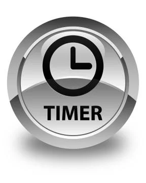 Timer glossy white round button Stock Illustration