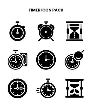 Timer Glyph UI Icons Pack 스톡 일러스트
