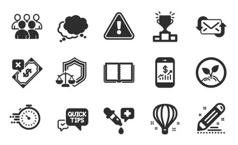 Timer, Group and Rejected payment icons set. Quick tips, Brand contract and Stock Illustration