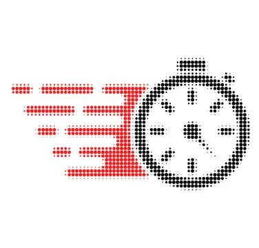 Timer Halftone Dotted Icon with Fast Rush Effect Illustrazione stock
