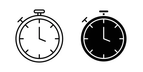 Timer icon collection in black, Line icons, flat symbols Stock Illustration
