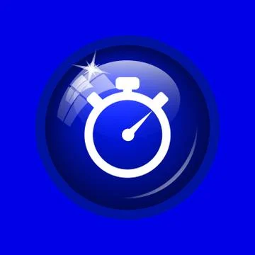 Timer icon. Internet button on blue background. . 库存插图