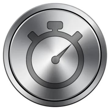 Timer icon. Internet button on white background. Metallic round icon.. Stockillustratie