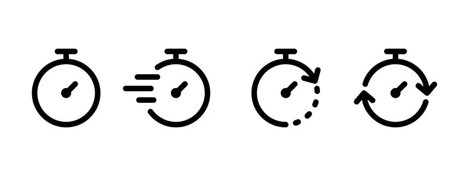 Timer icon set. Alarm clock symbol. Watch countdown vector illustration. St.. Stock Illustration