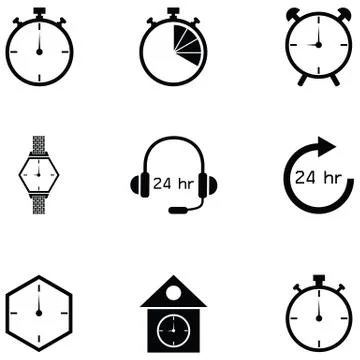 Timer icon set Stock Illustration